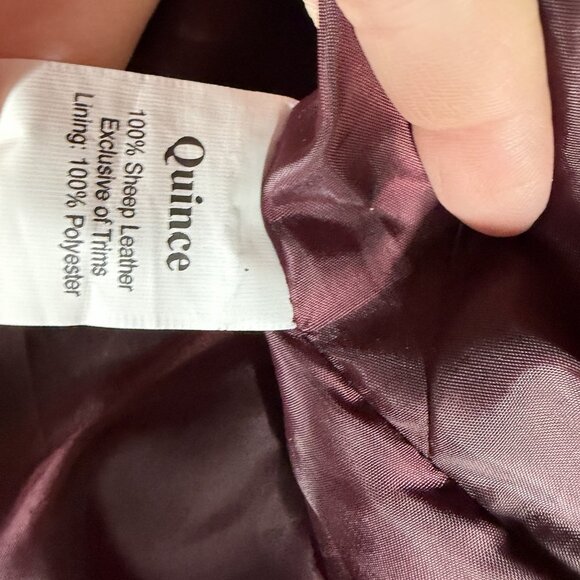 Quince Women's Port Leather Motorcycle Jacket sz M Medium Sheep Leather Belted - Picture 8 of 11